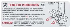 Decal, Headlight Instructions, 1968-69 Riviera