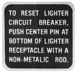 Decal, Cigarette Lighter Instructions, 1969 Riviera