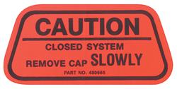 Decal, 70 GM, Caution, Gas Cap, California