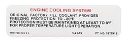 Decal, Cooling System, 1970-72 Chevrolet/Pontiac A Body, Factory Coolant