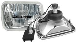 Headlights, Delta Lights LED, 7x6" Rectangle, H4 Bulb, High/Low-Beam