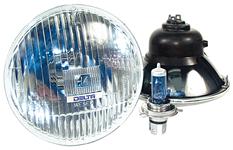 Headlights, Delta Lights Xenon 7" Round, Flat Glass, H4 Bulb, Hi/Lo-Beam, w/DRL