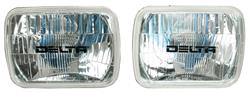 Headlights, Delta Lights Xenon, 7x6" Rectangle, H4 Bulb, High/Low-Beam