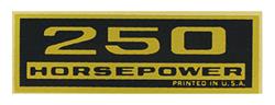 Decal, Chevelle/El Camino/Monte Carlo, Valve Cover, 250HP, Black/Gold