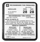 Decal, 75-77 Monte Carlo, Glove Box, Tire Pressure