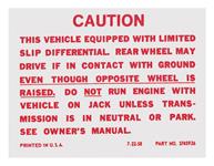 Decal, Posi-Traction Caution, 1964-71 GM, In Trunk