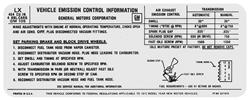 Decal, 72 Chevelle/El Camino/Monte Carlo, Emissions , 454 4V