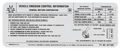 Decal, Emissions, 1972 CHV/EC/MC, 350-4V, AT/MT, LJ 6271007