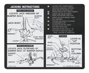 Decal, Jacking Instructions, 1970-71 Monte Carlo, GM#: 3975445, Dated: 9-5-69