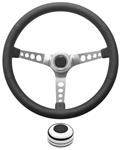 Steering Wheel Kit, 1959-69 GM, Retro w/Holes, Plain, Black/Polished Cap