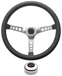 Steering Wheel Kit, 1967-69 Chevrolet, Retro w/Holes, Red Bowtie Cap, Polished