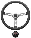 Steering Wheel Kit, 1969-88 Chevrolet, Retro w/Holes, Red Bowtie Cap, Black
