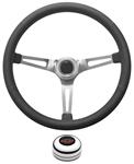 Steering Wheel Kit, 1967-69 Chevrolet, Retro w/Slots, Red Bowtie Cap, Polished