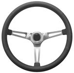 Steering Wheel Kit, 1969-89 GM, Retro w/Slots, Plain Cap, Polished, Hi-Rise