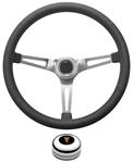 Steering Wheel Kit,1959-68 Pontiac, Retro w/Slots, Pontiac Crest Cap, Polished