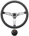 Steering Wheel Kit, 1969-77 Pontiac, Retro w/Slots, Pontiac Crest Cap, Black