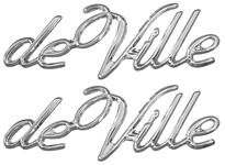 Emblem, 1971-76 Cadillac Fender/1974-76 Quarter Panel, deVille Script, Pair