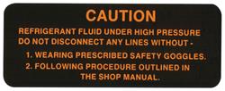 Decal, 55-63 Cadillac, 63 Riviera, Warning, AC High-Pressure