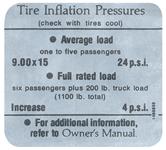 Decal, Tire Pressure, 1966 Cadillac, In Door Jamb