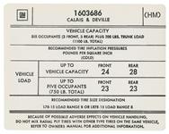 Decal, Tire Pressure, 1974 Calais/DeVille, In Door Jamb