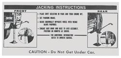 Decal, 67 Cadillac, Trunk, Jacking Instruction, exc. Eldorado