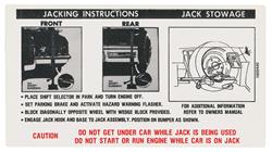 Decal, Jacking Instruction, 1972 Cadillac exc. Eldorado, In Trunk