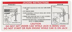 Decal, Jacking Instructions, 1970 Cadillac Eldorado, In Trunk, GM # 1495866