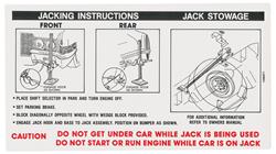 Decal, 70 Cadillac, Trunk, Jacking Instruction, exc. Eldorado