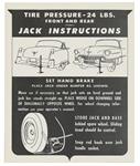 Decal, Jacking Instruction, 1954 Cadillac, In Trunk