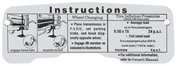 Decal, Jacking Instruction, 1966 Cadillac, In Trunk