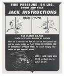 Decal, Jacking Instruction, 1959-60 Cadillac, In Trunk