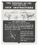 Decal, Jacking Instruction, 1958 Cadillac exc. Biarritz, In Trunk