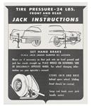 Decal, Jacking Instruction, 1957 Cadillac, exc. Biarritz, In Trunk