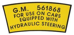 Decal, Power Steering Pump Pulley, 1954-57 Cadillac