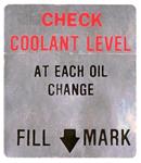 Decal, Coolant Level/Fan Caution, 1966-67 Cadillac