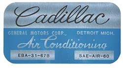 Decal, Evaporator Box, 1967-70 Cadillac, Harrison Air Conditioning, EBA 3167B