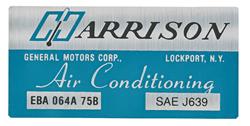 Decal, Evaporator Box, 1975-79 GM, Harrison Air Conditioning, EBA 064A75B