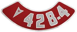 Decal, Air Cleaner, 1959-76 Pontiac, Rounded "428-4" w/Arrowhead, Aftermarket