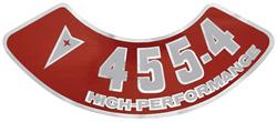 Decal, Air Cleaner, 1959-76 Pontiac, "455-4V High Performance", Aftermarket