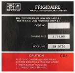 Decal, AC Compressor, 1972 CHV/CAD/BUI, Frigidaire, GM # 5910793