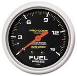 Gauge, Fuel Pres w/Isolator, AutoMeter, Pro-Comp, 2-5/8", 0-15PSI, Liquid-Filled