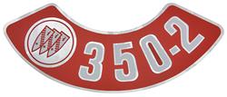 Decal, Air Cleaner, 1968-72 Buick, Rounded "350-2" w/Tri-Shield