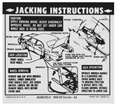 Decal, Jacking Instructions, 1967-69 Corvair, GM#: 3898173, Dated: 2-8-66