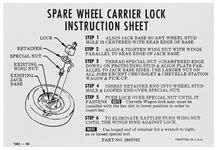 Decal, Spare Wheel Lock Instructions, 65-66 Corvair, # 3869762, Dated: 1965-66