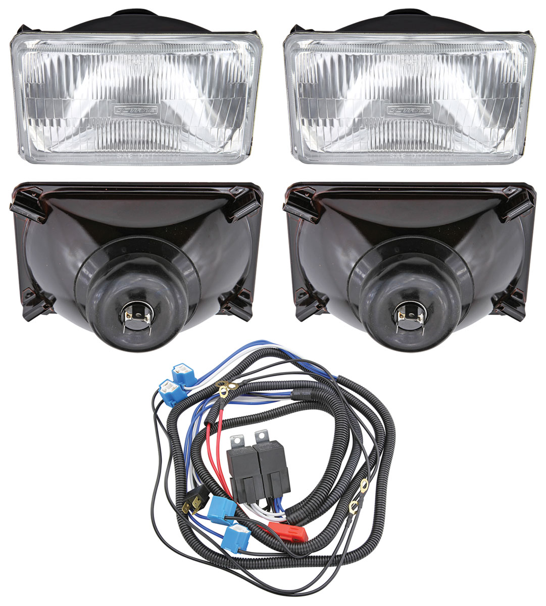 Headlight Upgrade 55 60 H4 X4 And Harness 1975 88 Gms W 4 X6 Sealed Beams