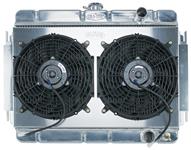 Rad/Fan Combo, Alum. Cold-Case, 64-65 CHV/EC, 20-1/8" H x 27-3/4" W, 12" Fans