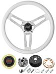 Steering Wheel, Grant Classic 5, 1966 Chevrolet, White w/ Red Bowtie Cap