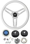 Steering Wheel, Grant Classic 5, 1964-65 Chevrolet, White w/ Blue Bowtie Cap