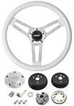 Steering Wheel, Grant Classic 5, 1964-65 Chevrolet, White w/ Billet Bowtie Cap