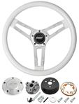 Steering Wheel, Grant Classic 5, 1966 Chevrolet, White w/ Billet Bowtie Cap